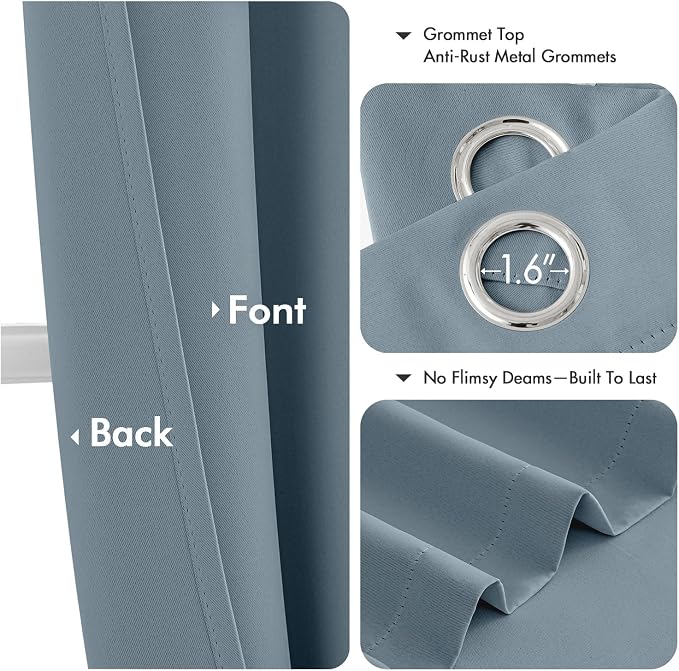 MIULEE Blackout Curtains for Bedroom 2 Panel 40 x 54 Inch Long Greyish Blue | - Image 4