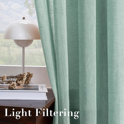 H.VERSAILTEX Linen Curtains Nickel Grommet Natural Linen Semi-Sheer Curtains 2 - Image 5