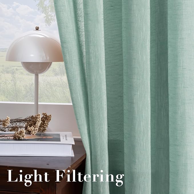 H.VERSAILTEX Linen Curtains Natural Linen Semi-Sheer Curtains 2 Panels Nickel - Image 5