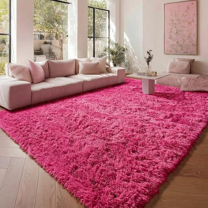 Hot Pink Rugs for Living Room Bedroom, Fluffy 5x8 Bedside Area Rug, Soft Plush by ONASAR