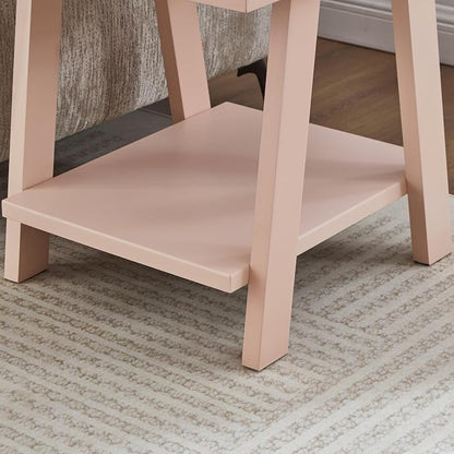 Roundhill Furniture Athens Contemporary Wood Shelf Side Table in Pink - Image 6