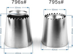 Cake Decorating Set, 2 Pieces Stainless Steel Icing Piping Nozzles Tips Kit with Reusable Piping Bag - Christmas Birthdays Anniversary Wedding Cakes Cookies Dessert Pastry DIY Making Tools