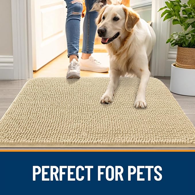 OLANLY Dog Door Mat for Muddy Paws 70x24, Super Absorbent Chenille Mud Mat | - Image 6