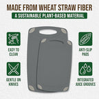 2-Piece Reversible Cutting Board Set Made from Natural Food Grade Wheat Straw Material - Eco-Conscious Alternative to Plastic - Gluten Free & BPA Free Chopping Boards for Kitchen