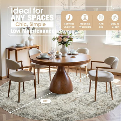 Aelenmu Round Rug 8ft Washable Rug - Image 3