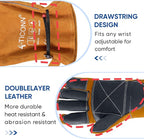 TICONN Welding Gloves, 1000°F Heat-Resistant Fireproof Leather Gloves for Welders, Stick, Forge, Mig, Tig, BBQ, Baking, Oven