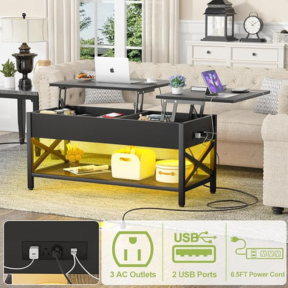 Aheaplus Black Lift-Top Coffee Table - Image 5