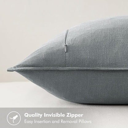 MIULEE Decorative Linen Euro Sham Pillow Covers 24x24 Gray | Boho Farmhouse​ - Image 3
