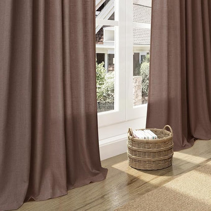 Mocha Mousse Curtains 90 Inch Length 2 Panel Set Back Tab Rod Pocket Linen Boho - Image 6