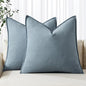 MIULEE Decorative Linen Pillow Covers 18x18 Inch Blue Grey | Boho Farmhouse​ by MIULEE