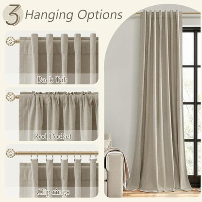 Extra Long 100% Blackout Linen Curtains - Image 6