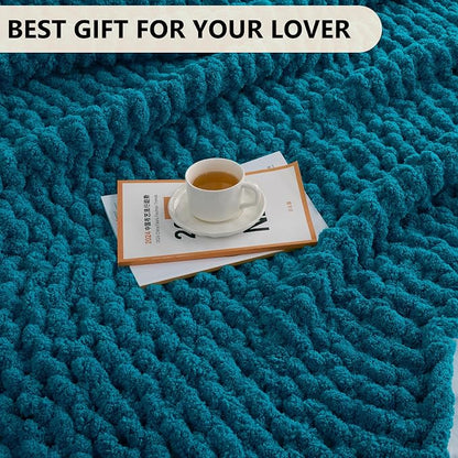 L'AGRATY Chunky Knit Throw Blanket - Image 6