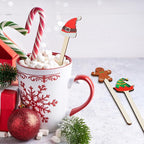 Jinei 120 Pcs Christmas Wooden Coffee Stirrers Wood Cocktail Coffee Stir Sticks Disposable Drink Stirrers for Stirring Hot Chocolate Milkshake Restaurant Home Office(Novel Style)