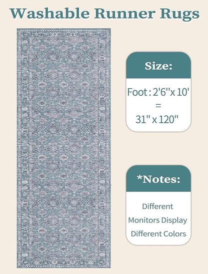 SERISSA 2'6"x10' Washable Non Slip Floral Boho Runner Rug - Image 6