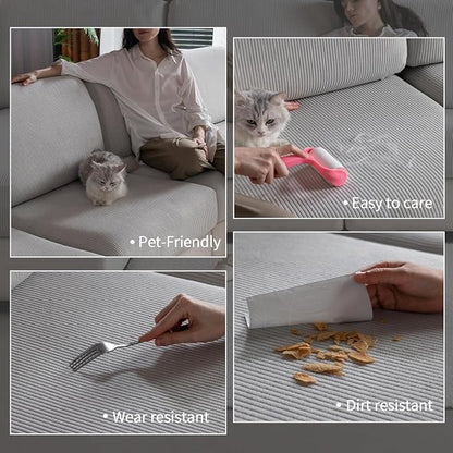 OHSIO Sectional Couch Covers, Wear Resistant Stretch Sofa Covers Washable Soft - Image 3