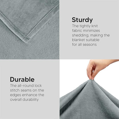 Utopia Bedding Soft Fleece Bed Blanket King Size Ash Grey | Microfiber Plush - Image 7