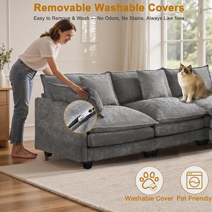 77" Cloud Chenille Sofa Set - Image 7
