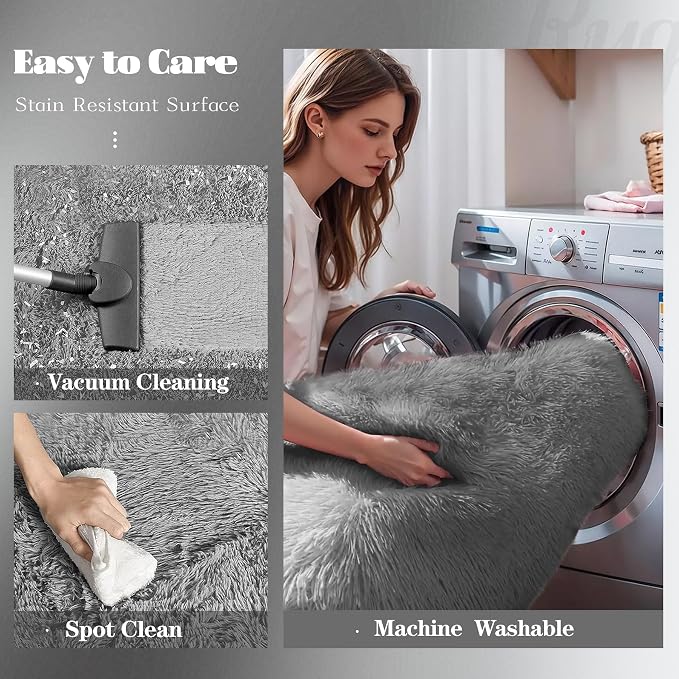6x9 Area Rug for Living Room: Fluffy Shag Soft Washable Rugs Large Fuzzy Plush - Image 3