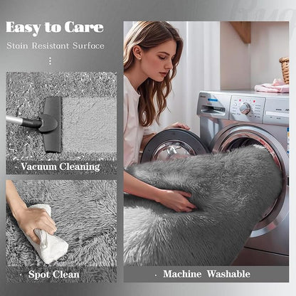 8x10 Area Rugs for Living Room: Fluffy Shag Soft Washable Rug Large Fuzzy Plush - Image 3