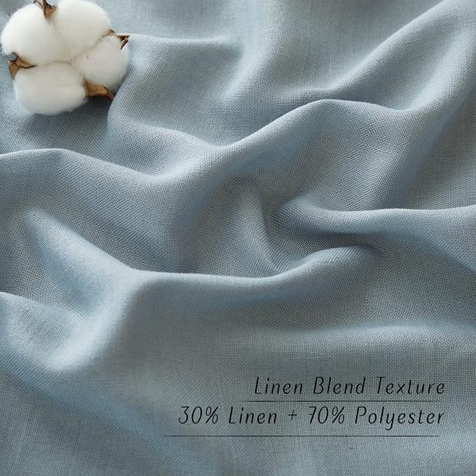 NICETOWN Stone Blue Short Linen Curtains - Image 4