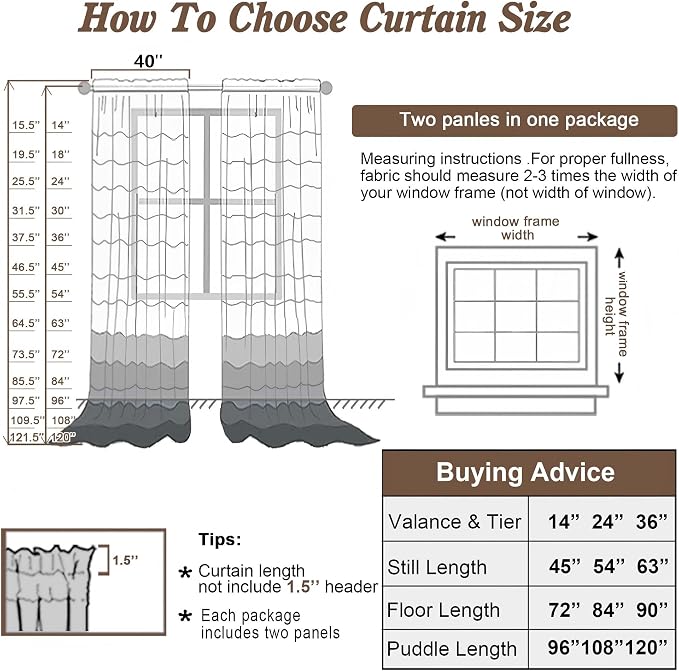 Chyhomenyc Taupe Sheer Curtains 84 Inches Long 2 Panels Set- Light Filtering - Image 5