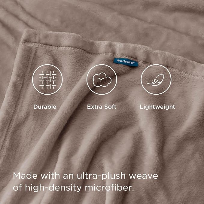 Bedsure GentleSoft Fleece Throw XL Blanket Mocha Brown - Image 4