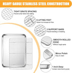 E-far Baking Sheet with Wire Rack Set, 17.6” x 13” Stainless Steel Cookie Sheet Baking Pan for Oven, Rimmed Large Metal Tray with Cooling Rack for Cooking Roasting, Non-Toxic & Dishwasher Safe