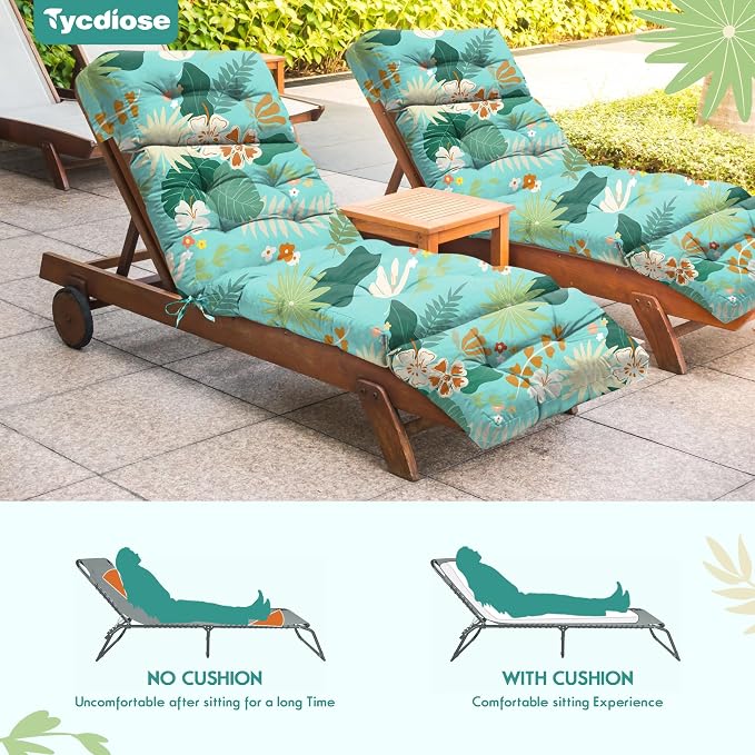 Outdoor Chaise Lounge Chair Cushion Set of 4, Waterproof 74.4 x 22 x 4.7 Inches - Image 6