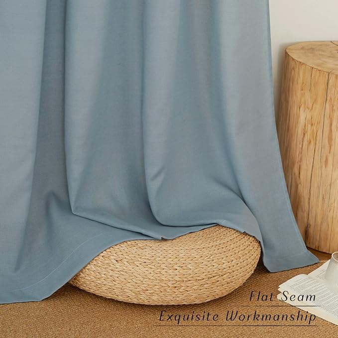 NICETOWN Stone Blue Short Linen Curtains - Image 7