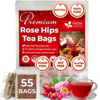 FreshDrinkUS, Premium 55 Rosehip Tea Bags, 100% Natural & Pure from Rose Hip Fruits. Loose Rosehip Herbal Tea. Made with Natural Material Tea Bags. No Sugar, No Caffeine, No Gluten, Vegan.