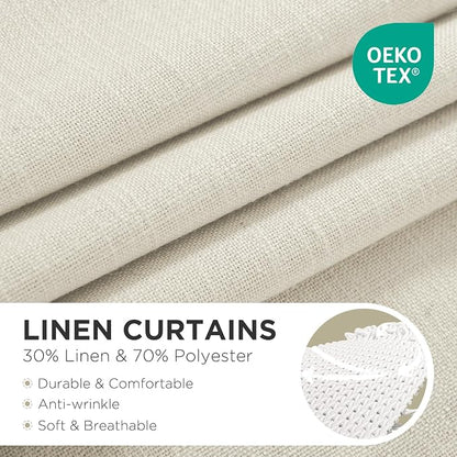 Joydeco Linen Curtains for Living Room, Light Filtering Rod Pocket Back Tab - Image 2