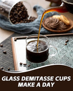 Espresso Cups Set of 4, 5 oz Small Shot Glasses with Handle, Clear Demitasse Mugs for Double Espresso or Tea, Coffee Machine Accessories