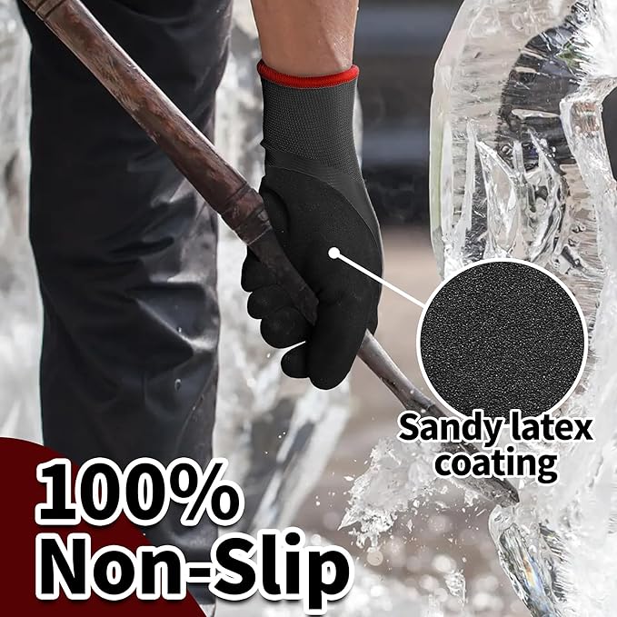 Schwer FreezeGuard Winter Work Gloves, ANSI A2 Cut Resistant Freezer Gloves for Outdoor Cold Weather Keep Hands Warm, Waterproof Gloves for Shoveling Snow, Ice Fishing, XL