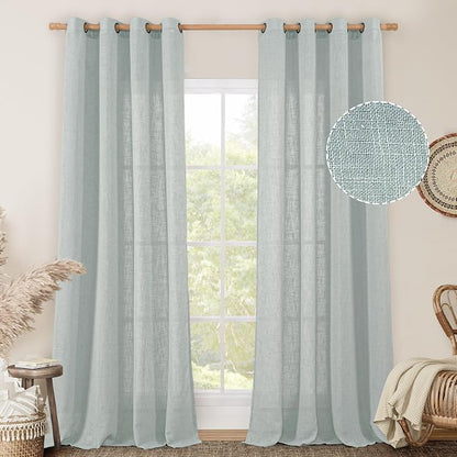 Living Room Linen Curtains 95 Inch by LAMIT