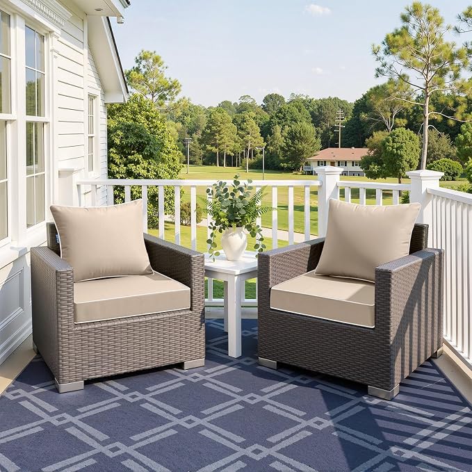 MIULEE Beige Outdoor Seat Cushion 24x24 Inch Waterproof & 3 Year Fade Resistant - Image 2