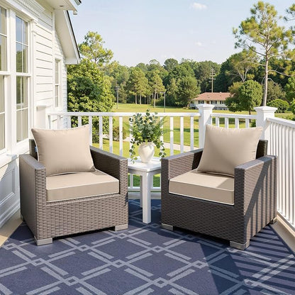 MIULEE Beige Outdoor Seat Cushion 24x24 Inch Waterproof & 3 Year Fade Resistant - Image 2