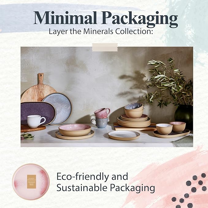 Portmeirion Minerals 10.5" Dinner Plate, Rose Quartz - Modern Stoneware Plate, Artisan-Crafted with Gentle Curves, Durable & Stylish for Dining, Microwave & Dishwasher Safe - Made in Portugal