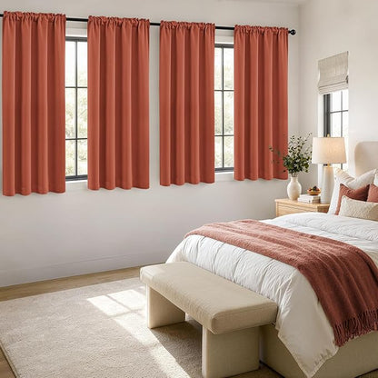 MIULEE Burnt Orange Blackout Curtains 4 Panels Set 72 Inch Length Bedroom | - Image 4