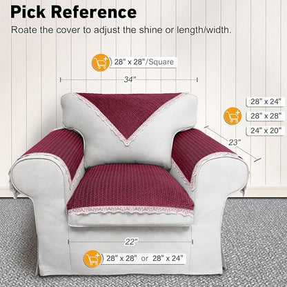 Burgundy Velvet Couch Arm Covers - Image 2