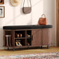 Oval Shoe Storage Bench with Padded Seat Cushion, 2-Tier Fluted Shoe Cabinet by ComfyCorner
