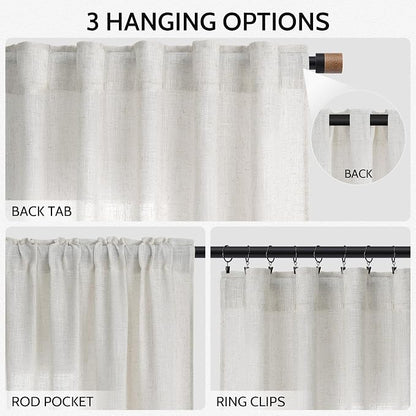 Natural Linen Curtains 108 Inches Long - Image 2