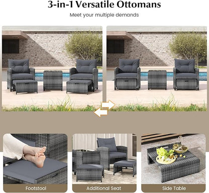 Tangkula 5 Pieces Patio Conversation Set, PE Wicker Rattan Outdoor Furniture Set - Image 6