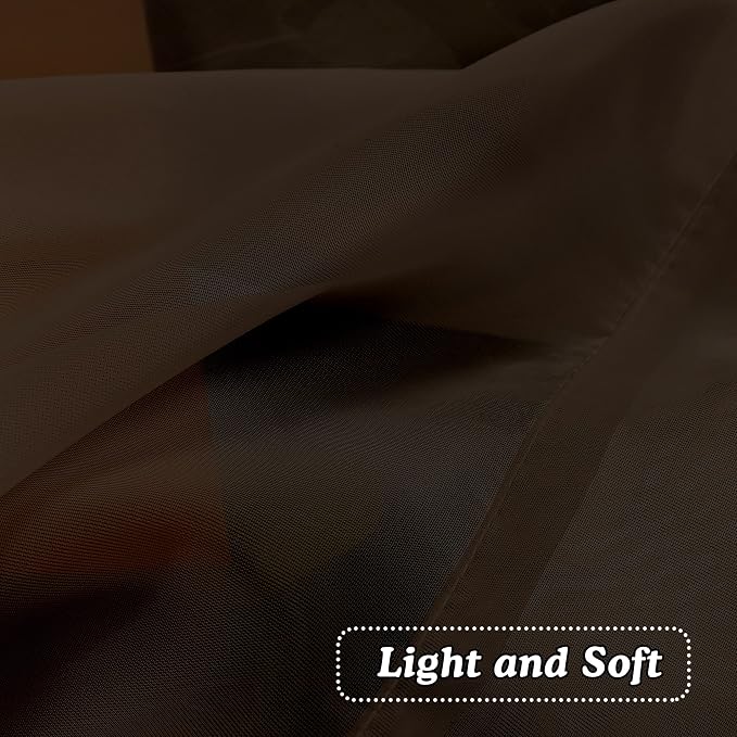 Brown Sheer Curtains 36 inches Long, Short Kitchen Window Treatment Solid - Image 5