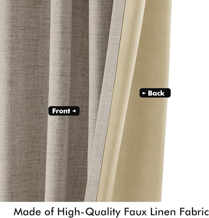 MIULEE 100% Blackout Linen Curtains 42 x 63 Inch Pebble Taupe 2 Panels | - Image 6