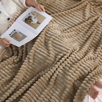 Tan Fleece Throw Blanket 90”×90” - Image 3