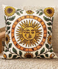 Embroidered Throw Pillow Cover 18x18 Inch, Sunflower Moon | Decorative Pillow by Kokaaee