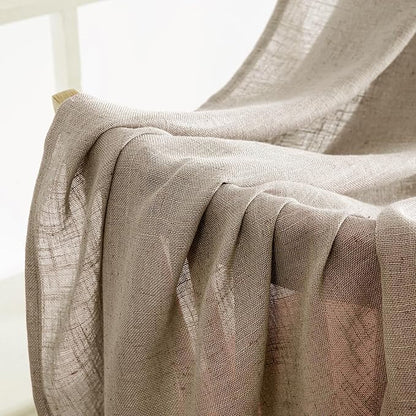 MIULEE Taupe Grey Linen Curtains 52x54 Inch Length 2 Panels - Image 6