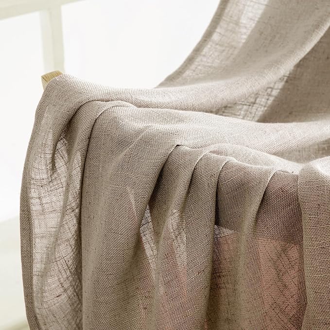 MIULEE Taupe Grey Linen Curtains 52x108 Inches Long 2 Panels - Image 6