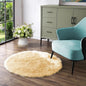 Latepis Yellow Round Rug 3ft Small Circle Faux Sheepskin Fur Rug Fluffy Boho by Latepis
