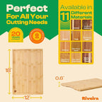 Riveira Bamboo Grandeur: 18 x 12 Bamboo Cutting Board Natural Wooden Cutting Board With Innovative Juice Grooves